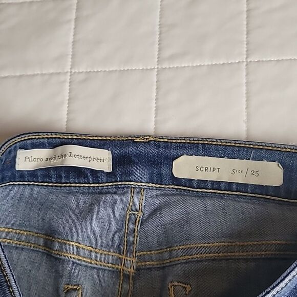 Anthropologie Pilcro Letterpress Script Jeans 25 stretch denim color block - Picture 4 of 10
